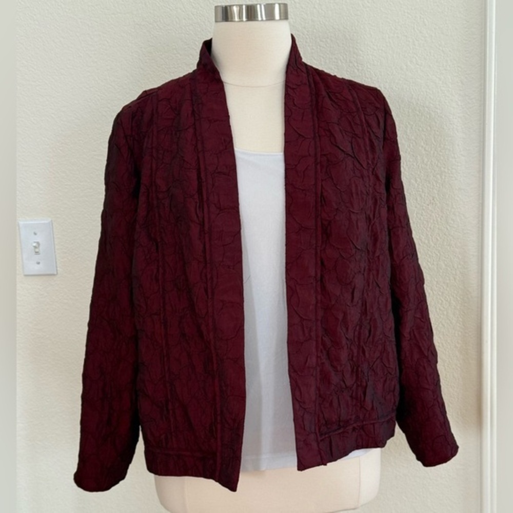 Chico's Deep Burgundy Textured Blazer Size 16 (Chico’s size 3) - Picture 1 of 16